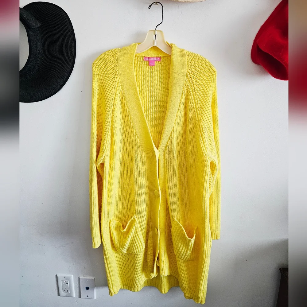 Woman Within Plus Size L Banana Long Sleeves Shaker Knit Cardigan - Picture 3 of 4